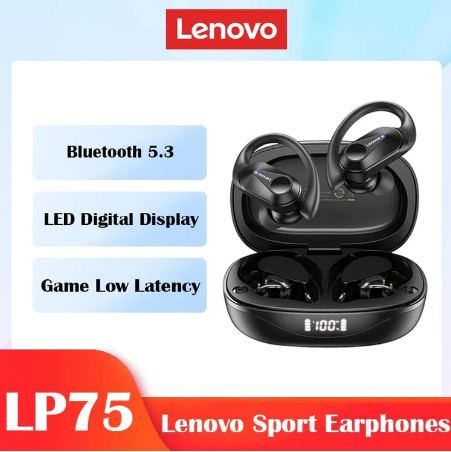 Lenovo LP75 Wireless Bluetooth Earphones with Mic HiFi Stereo Earbuds Sports Headphones 5.3