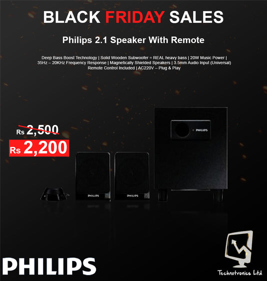 Philips 2.1 Speaker with Remote-Computer Speakers - Black Friday Sale
