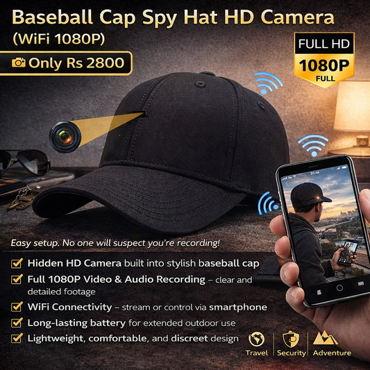 Baseball Cap Spy Hat HD Camera (WiFi 1080P)
