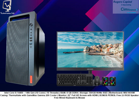 New Thermaltake Working Set 14th Gen Core i5, 8GB Ram , 500 GB NVME