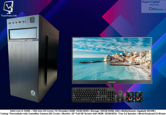 New Thermaltake Set 14th Gen Core i5, 16GB Ram DDR5, 500 GB NVME