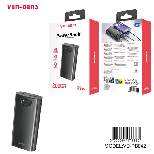 VEN-DENS Multi Port Power Bank 20000mAh