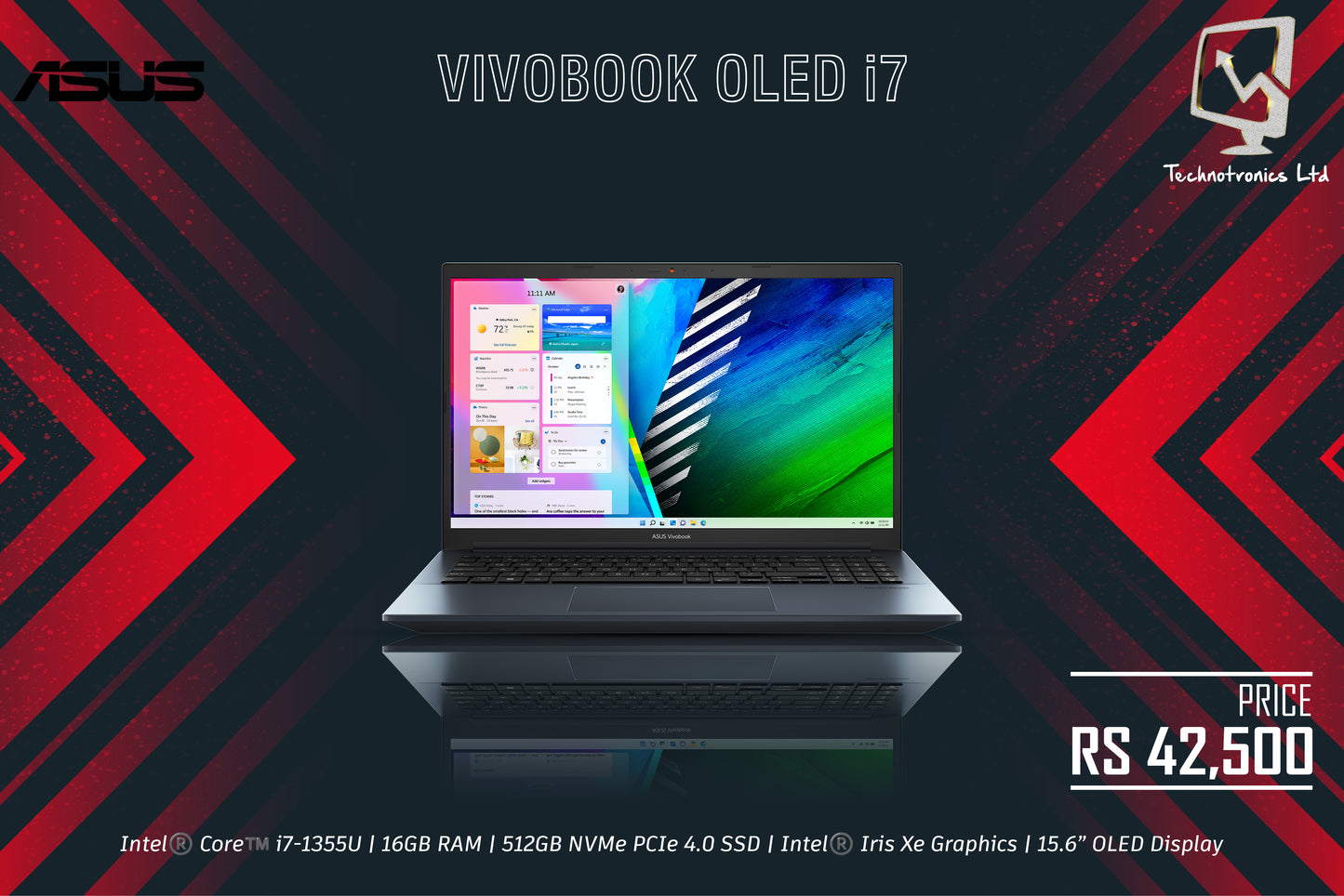 ASUS VIVOBOOK OLED i7 | Intel®️ Core™️ i7-1355U | 16GB RAM | 512GB NVMe PCIe 4.0 SSD | Intel®️ Iris Xe Graphics