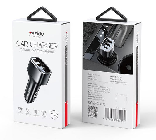 Car Charger Yesido Y47 PD output 25w/49w max