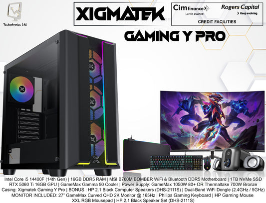 Xigmatek Gaming Y Pro Set | Intel Core i5 14400F | 16GB DDR5 RAM | 1TB NVMe SSD | RTX 5060 Ti 16GB GPU