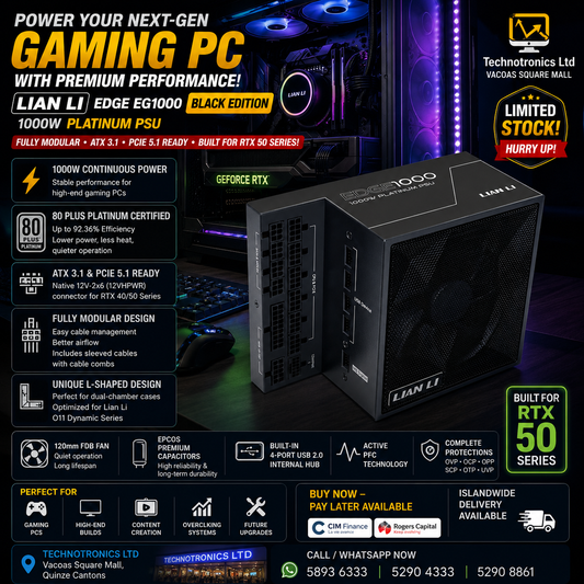 LIAN LI EDGE EG1000 BLACK EDITION – 1000W PLATINUM PSU