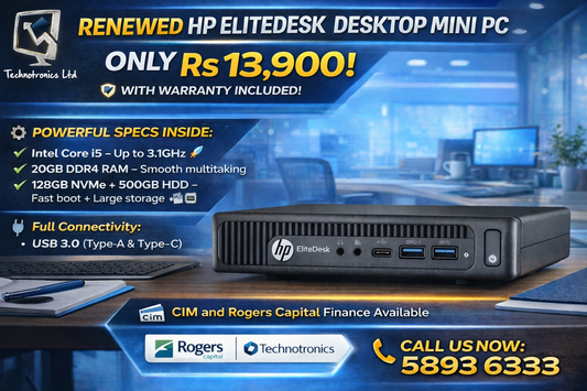 HP EliteDesk Desktop Mini PC- Core i5, 20 GB Ram, 128 Gb nvme+ 500 GB Hard Disk