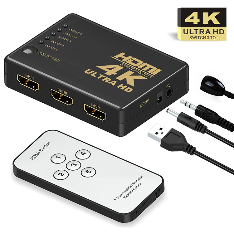 HDMI Switch 4K, Acesonic Intelligent 5-Port HDMI Switcher, Splitter