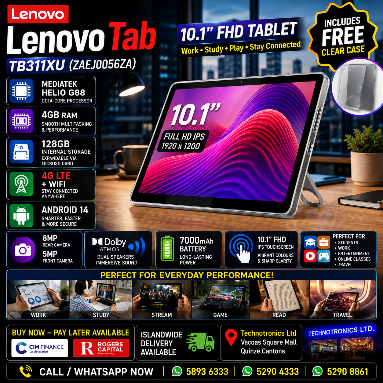 LENOVO TB311XU 10.1" TABLET (ZAEJ0056ZA)