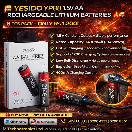 YESIDO YP88 1.5V AA RECHARGEABLE LITHIUM BATTERIES