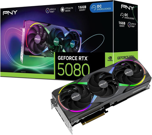 PNY GeForce RTX™ 5080 Epic-X™ ARGB OC Triple Fan GPU