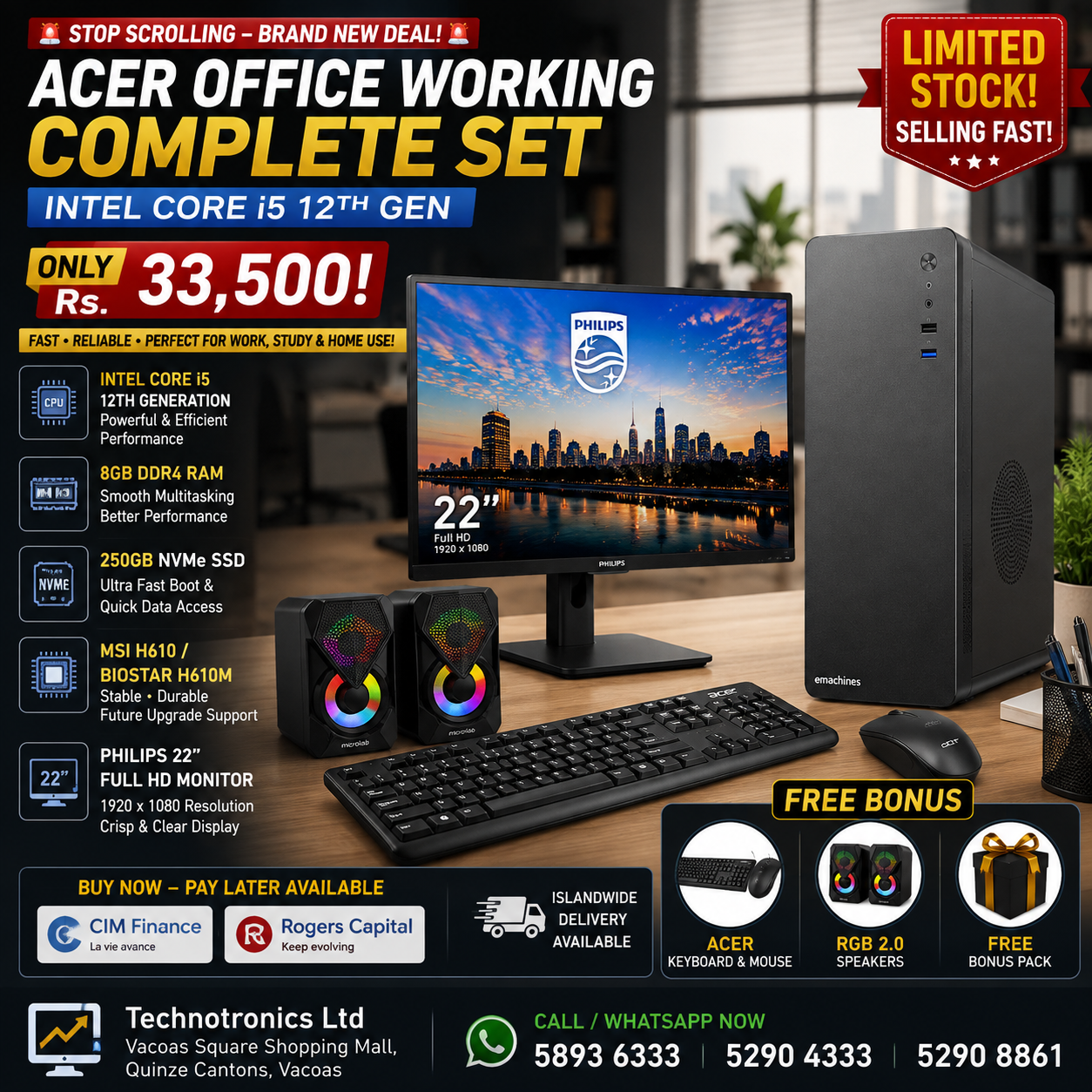 ACER OFFICE WORKING COMPLETE SET β INTEL CORE i5 12TH GEN