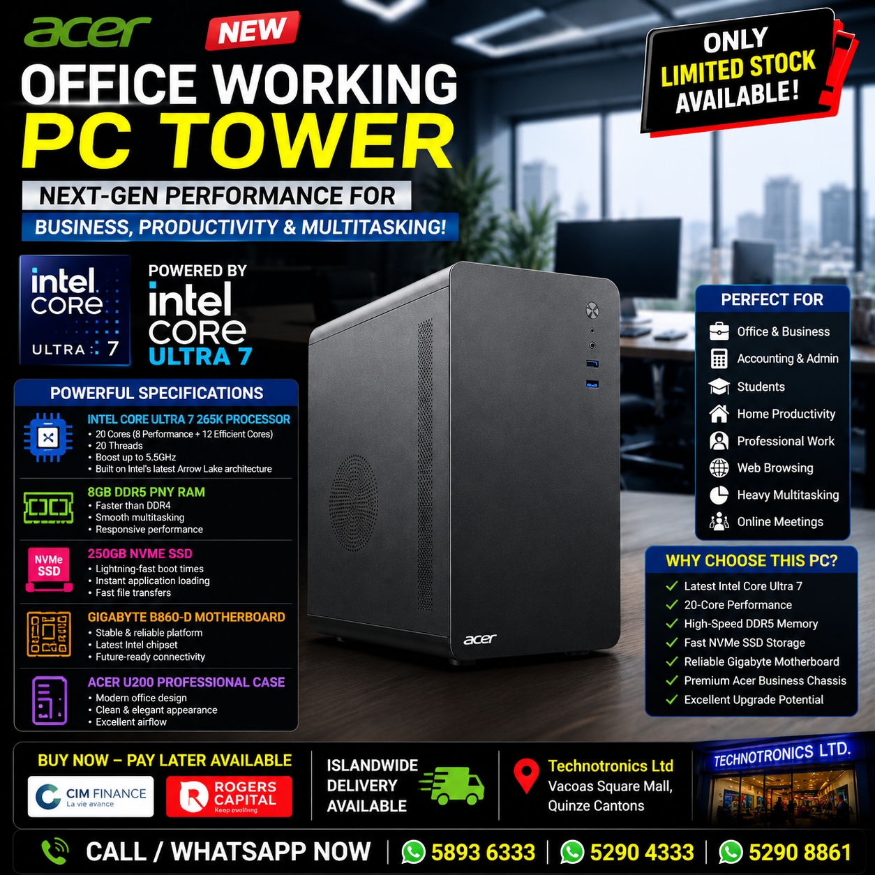 BRAND NEW ACER OFFICE WORKING PC β INTEL CORE ULTRA 7!