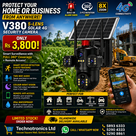 V380 5-Lens Solar 4G Security Camera