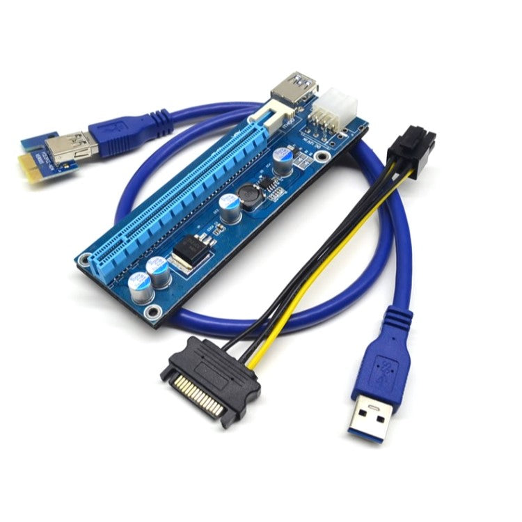 Pci-e 1x to 16x risers 6 pin power connector extender usb 3.0 data  cable crypto Mining machine