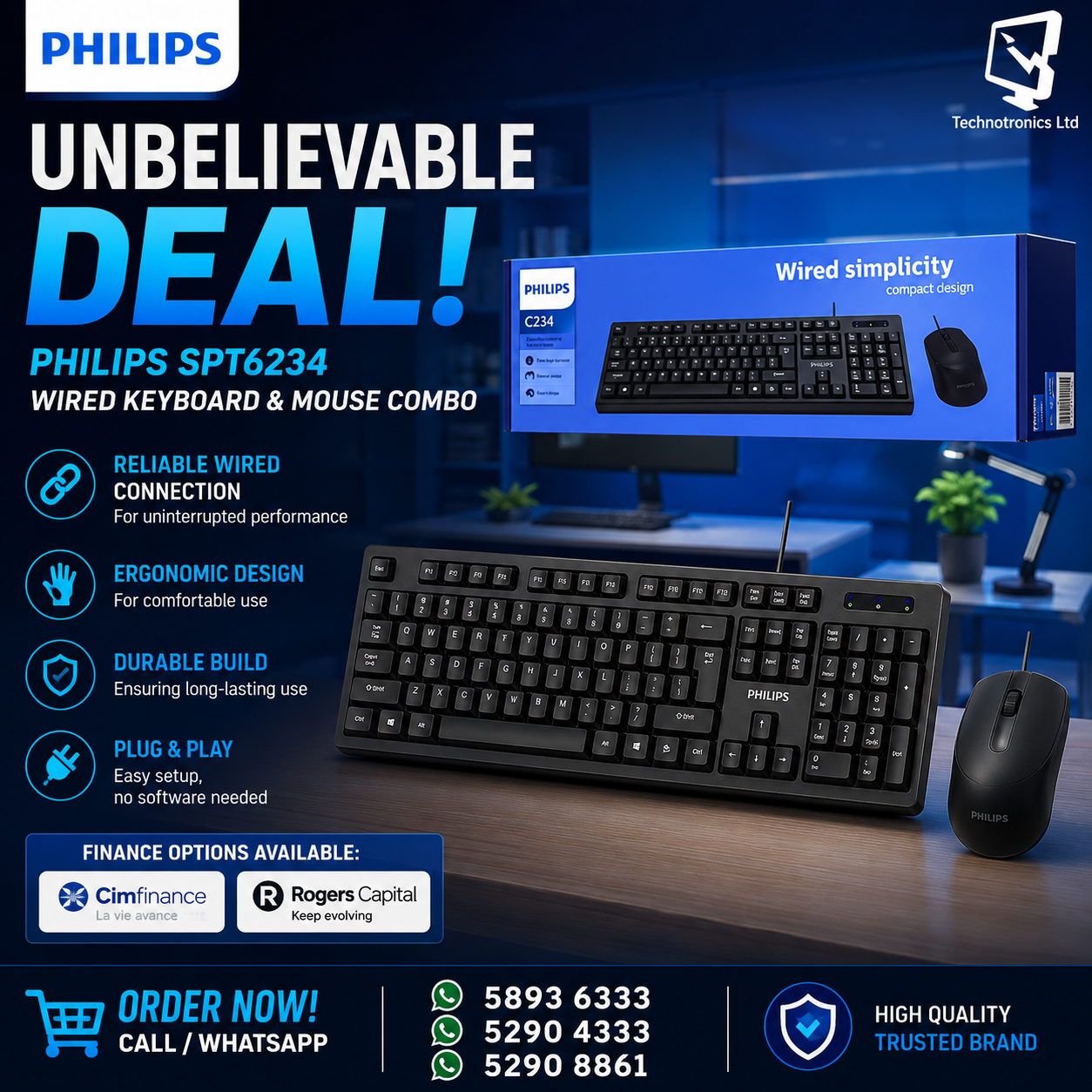 Philips SPT6234 C234 Combo Wired keyboard mouse