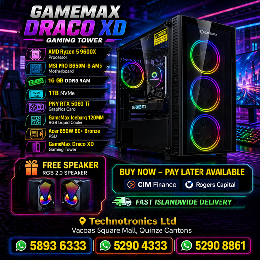 GAMEMAX DRACO XD GAMING TOWER- RYZEN 5 9600X + RTX 5060 Ti