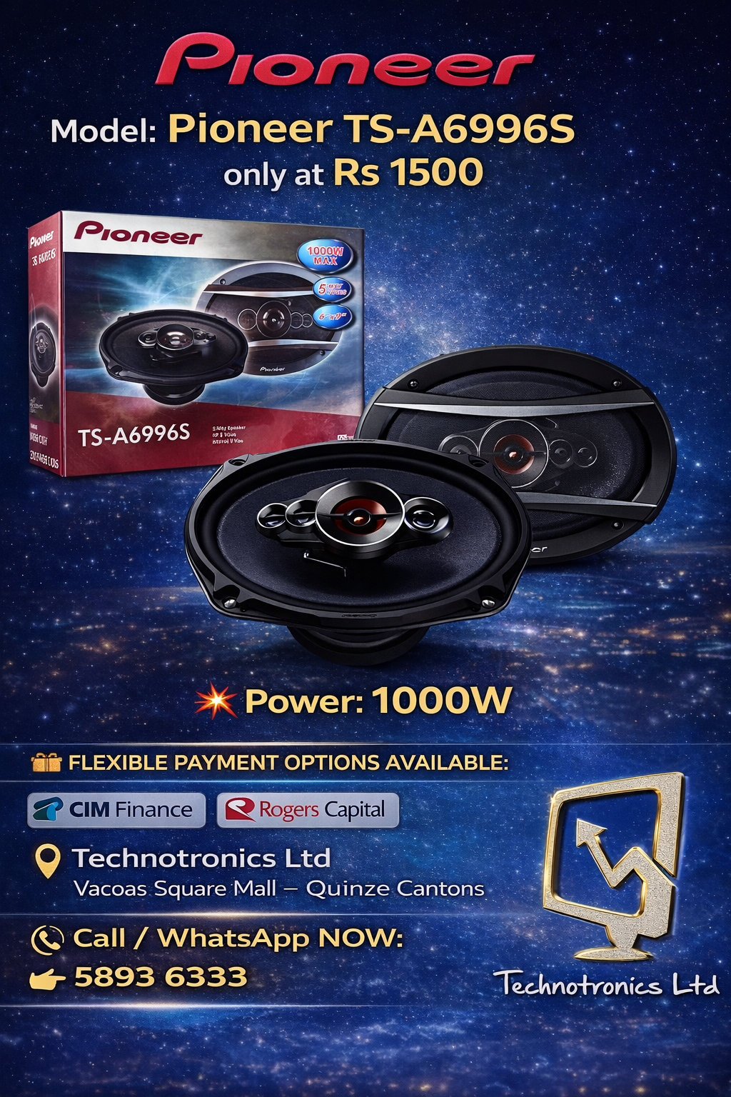 Pioneer TS-A6996S Car Audio Speaker 1000Watt