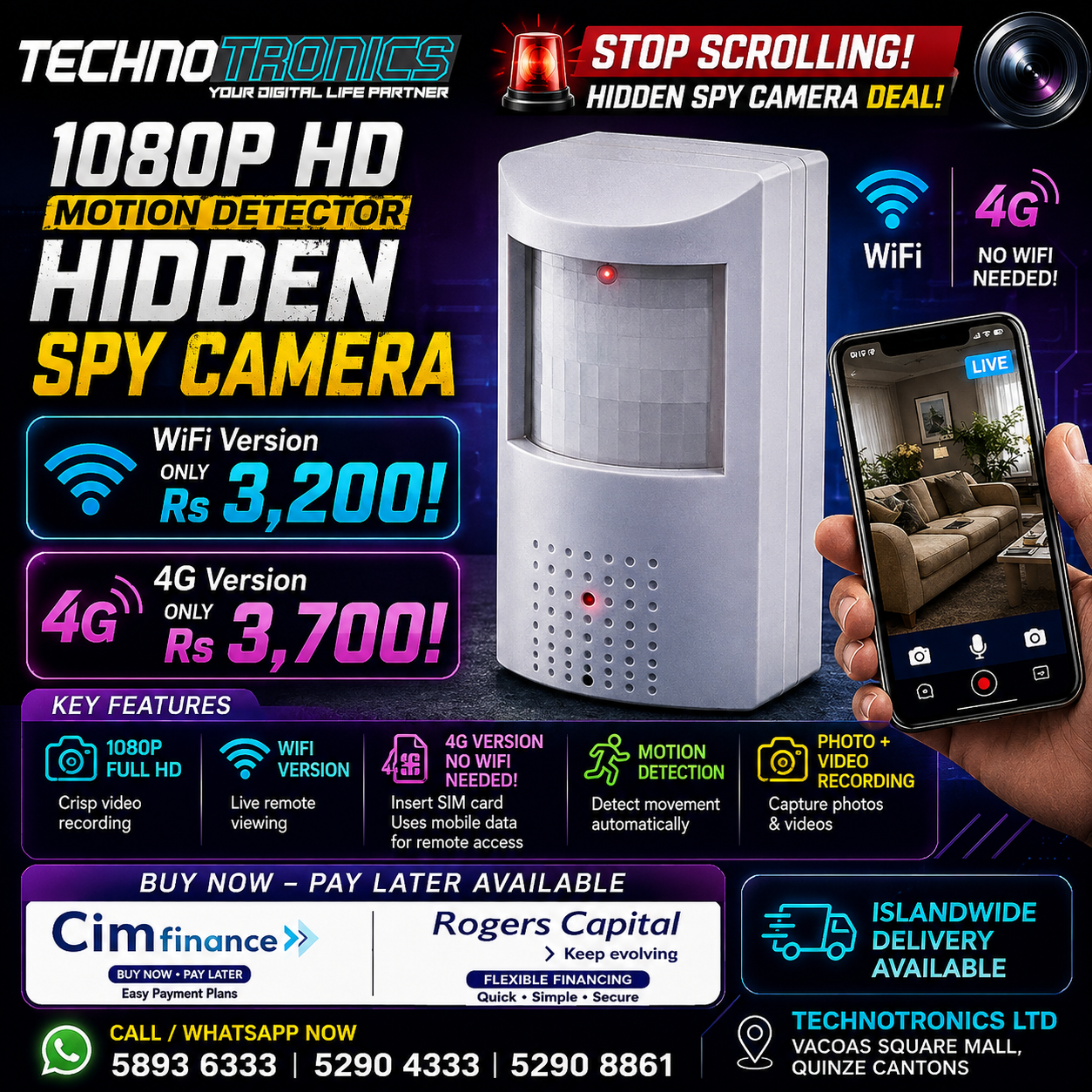 👀🔒 1080P HD Motion Detector Hidden Spy Camera