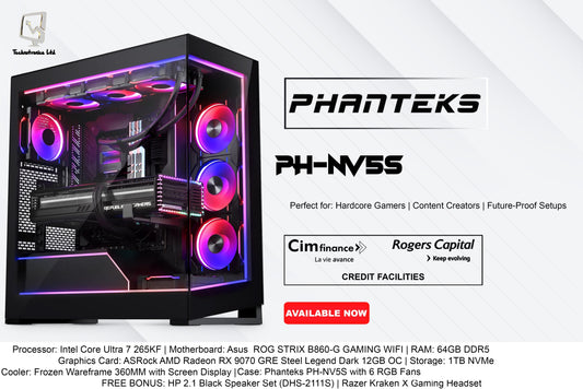 Phanteks PH-NV5S | Processor: Intel Core Ultra 7 265KF | RAM: 64GB DDR5 | Storage: 1TB NVMe | Graphics Card: ASRock AMD Radeon RX 9070 GRE Steel Legend Dark 12GB OC