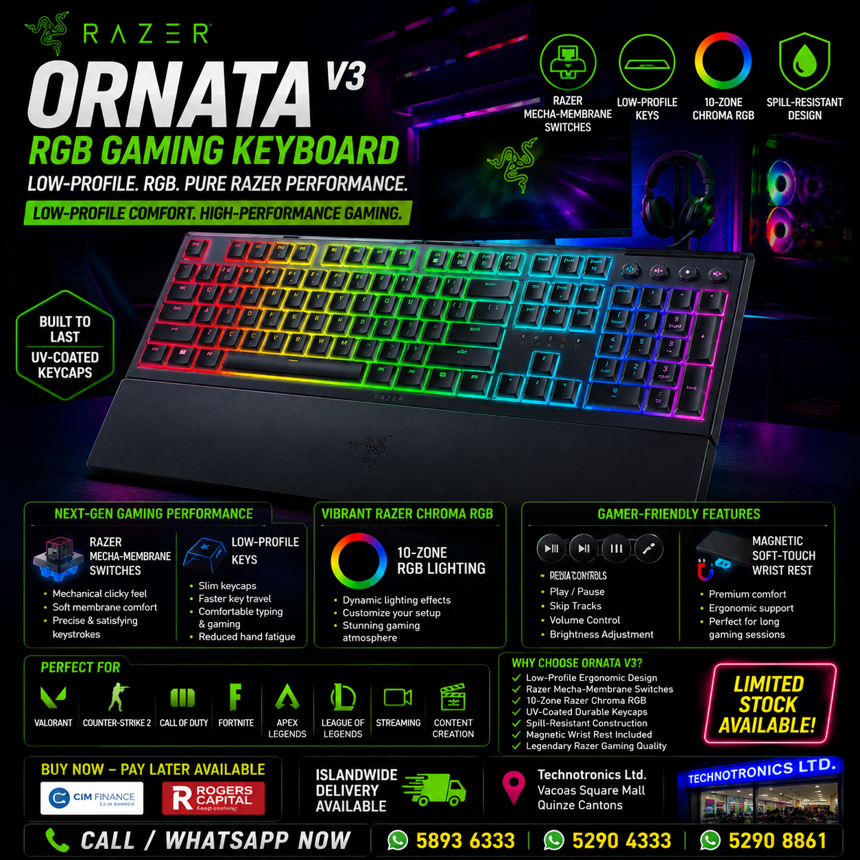 RAZER ORNATA V3 RGB GAMING KEYBOARD