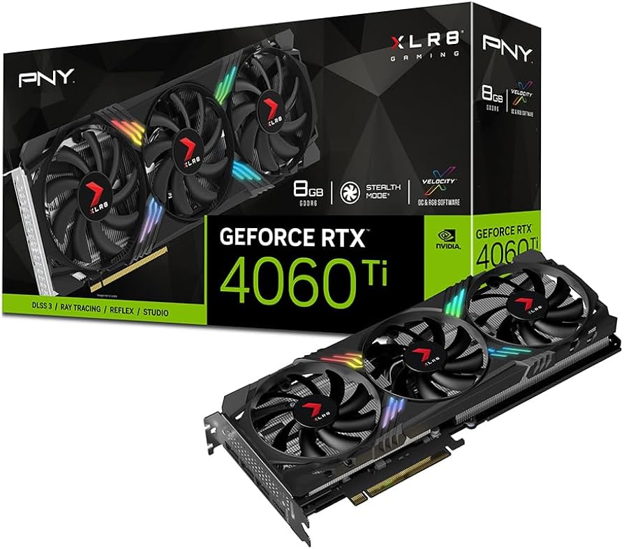 PNY GeForce RTX™ 4060 Ti 8GB XLR8 Gaming Verto™ RGB Triple Fan Graphics Card