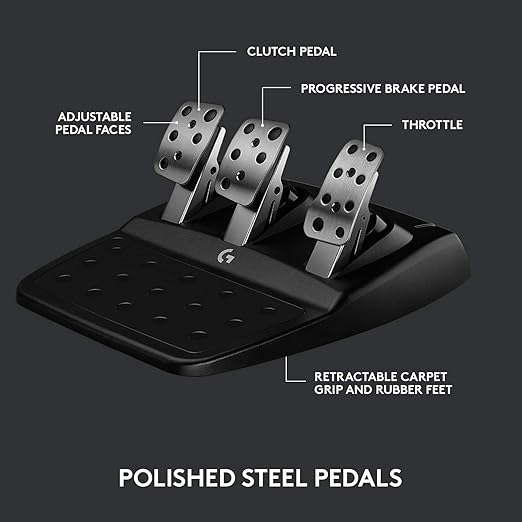 Logitech G923 Racing Wheel and Pedals  Featuring TRUEFORCE  Responsive Pedal, Dual Clutch Launch Control, and Genuine Leather Wheel Cover