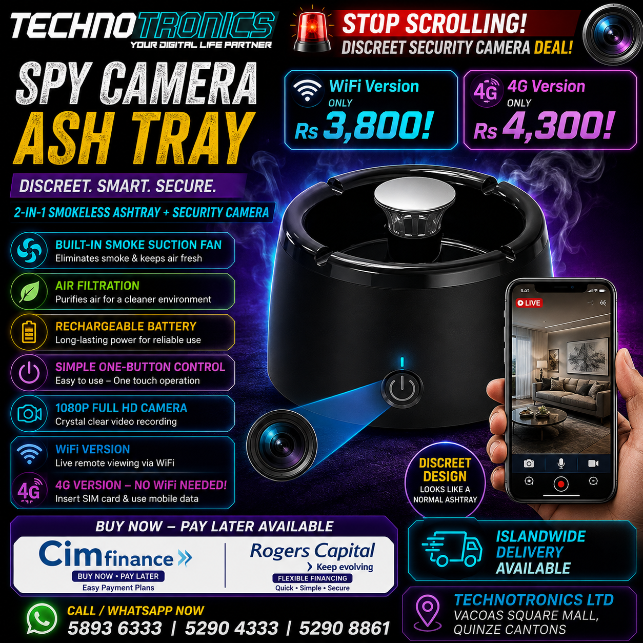 SPY CAMERA ASH TRAY – DISCREET SECURITY CAMERA DEAL