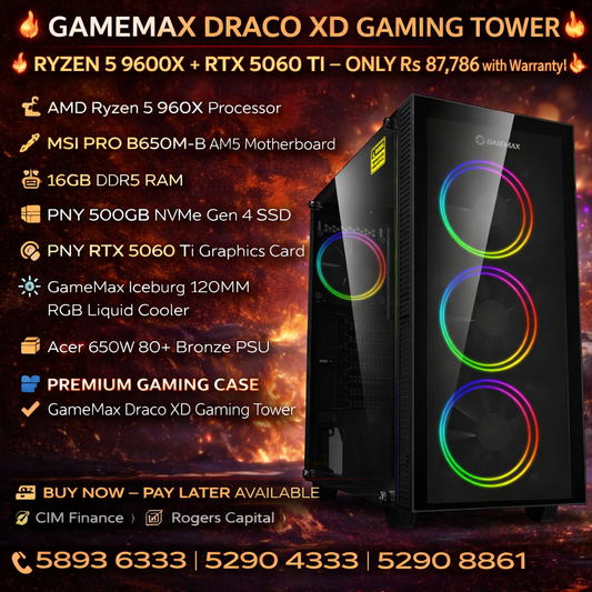GAMEMAX DRACO XD GAMING TOWER- RYZEN 5 9600X + RTX 5060 Ti