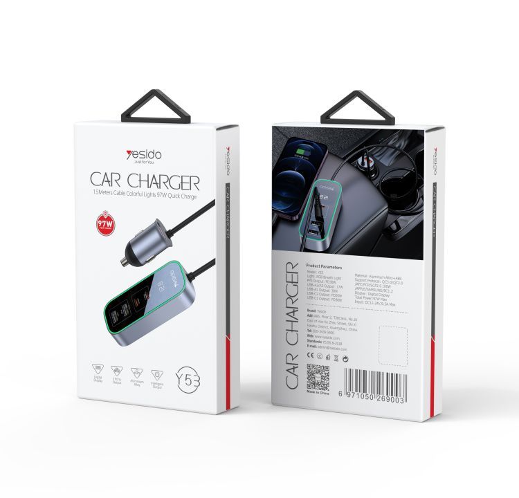 Y53 5 Ports 97W Extended Car Charger