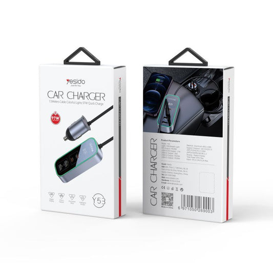 Y53 5 Ports 97W Extended Car Charger