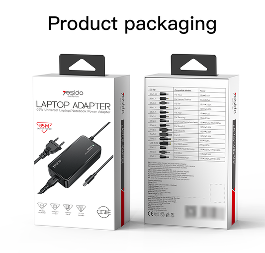 CG11K 1.5M Length 65W Smart Charging 15 IN 1 Multi-function Laptop Charger UK European Power Adapter