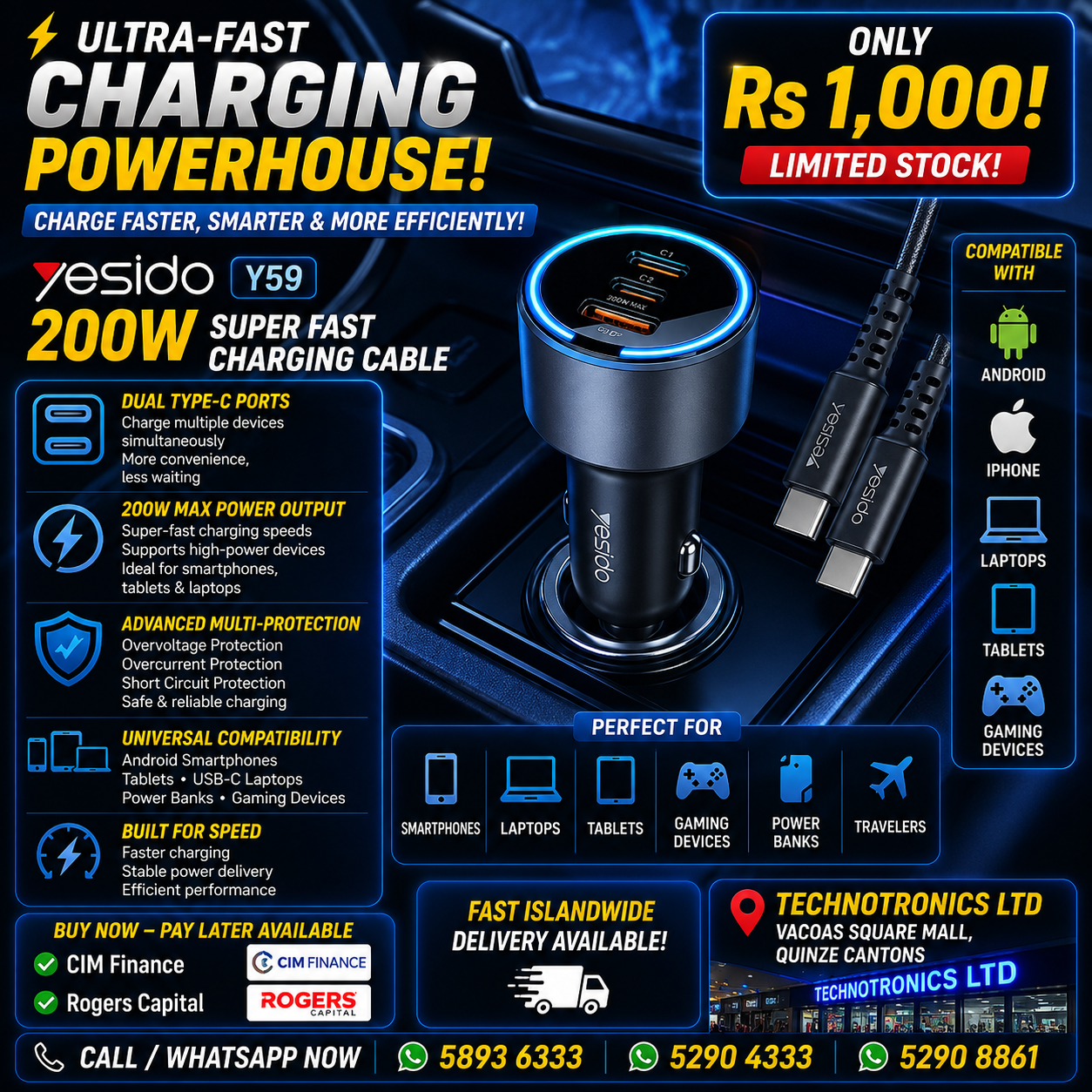 Yesido Y59 Super Fast Charging 200W