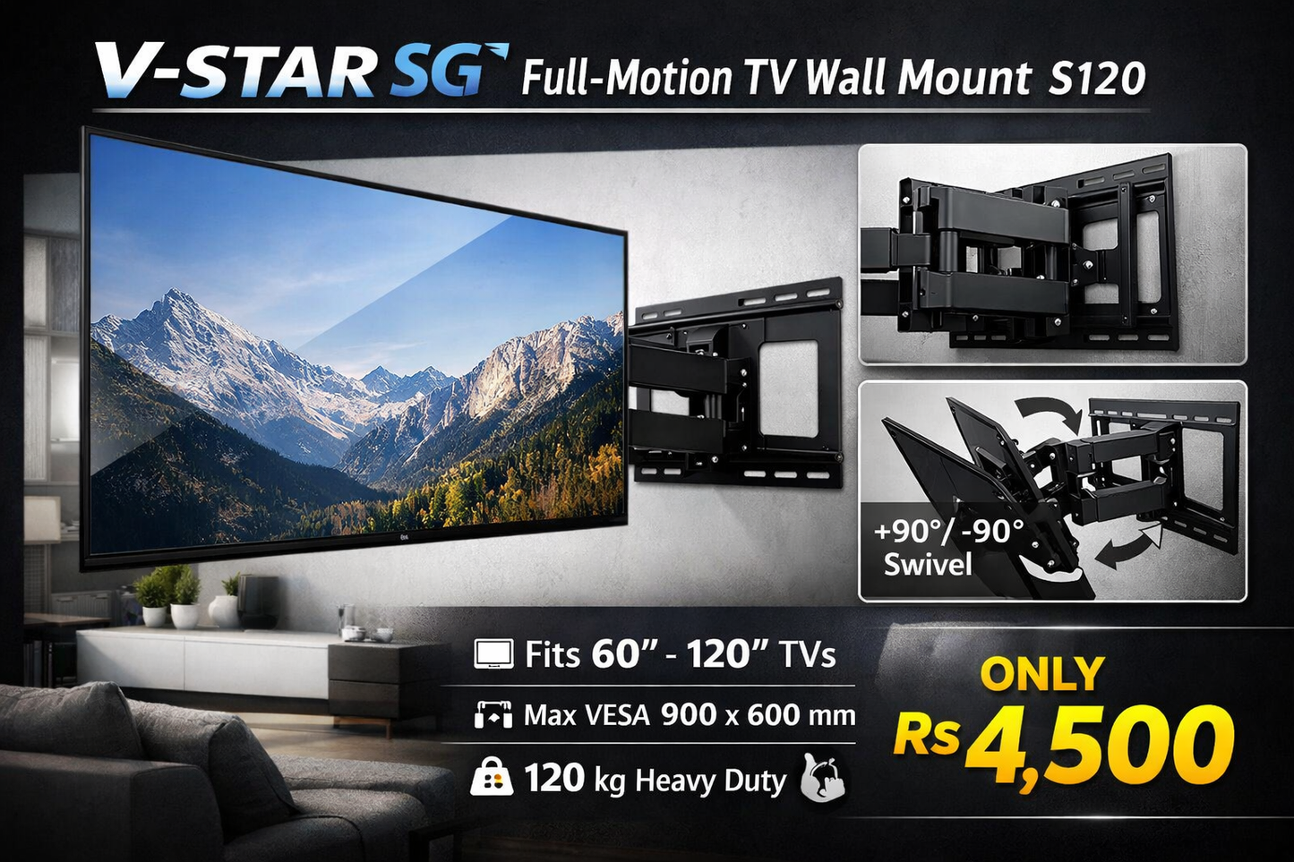 V-STAR   S120 TV Stand up to 120 Inch