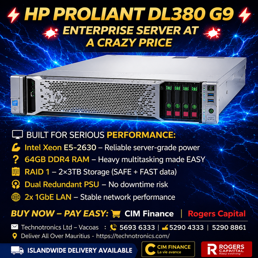 HP PROLIANT DL380 G9 Server - Intel Xeon E5-2630 -64GB RAM, 3TB STorage on  Raid 1