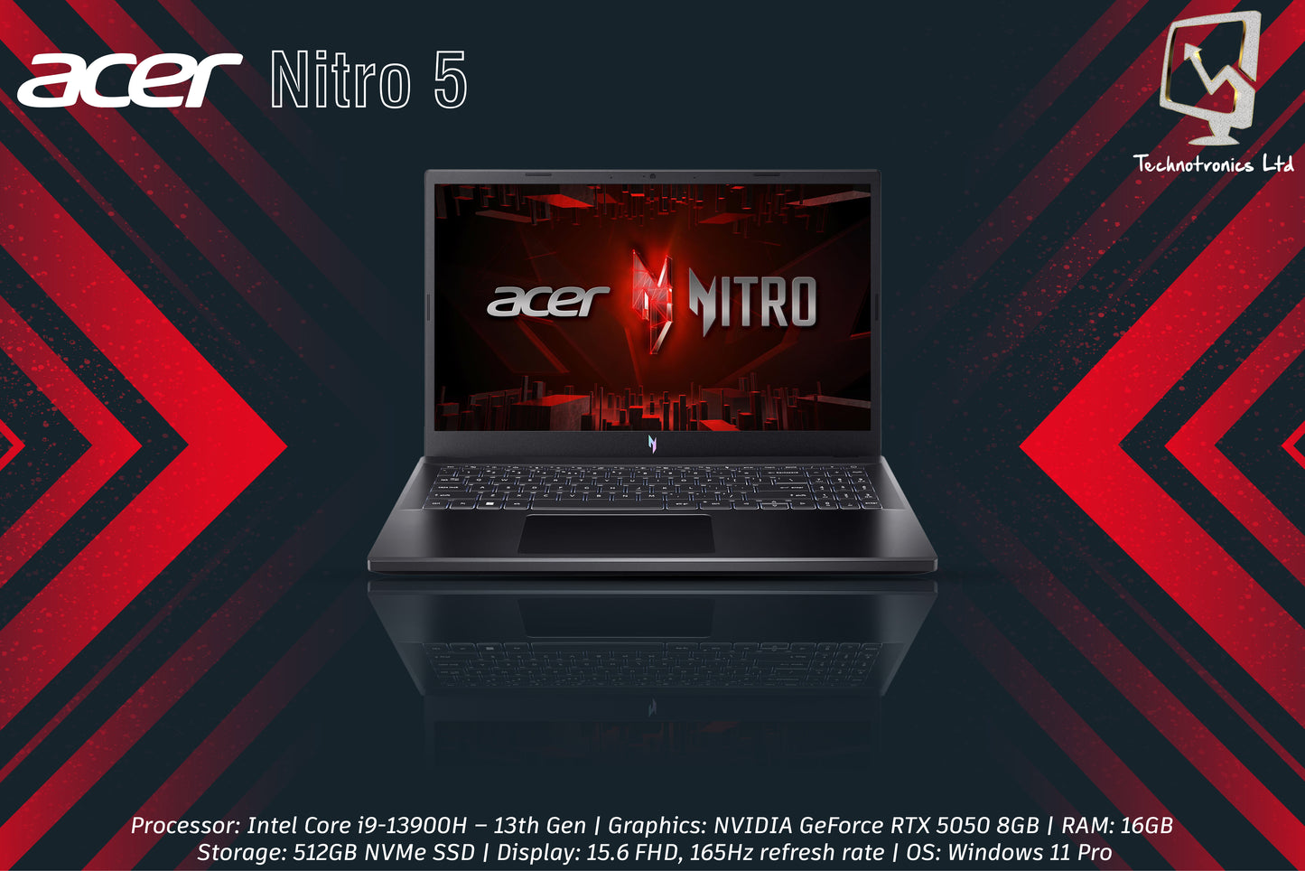 Acer Nitro V Gaming Laptop |  Processor: Intel Core i9-13900H |  Graphics: NVIDIA GeForce RTX 5050 8GB  |   RAM: 16GB DDR5 | Storage: 512GB NVMe SSD
