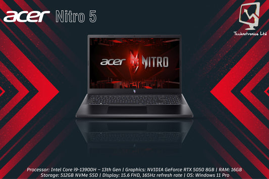 Acer Nitro V Gaming Laptop |  Processor: Intel Core i9-13900H |  Graphics: NVIDIA GeForce RTX 5050 8GB  |   RAM: 16GB DDR5 | Storage: 512GB NVMe SSD