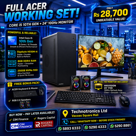 FULL ACER WORKING SET – Core i5 10th GEN + 24” 100Hz MONITOR!
