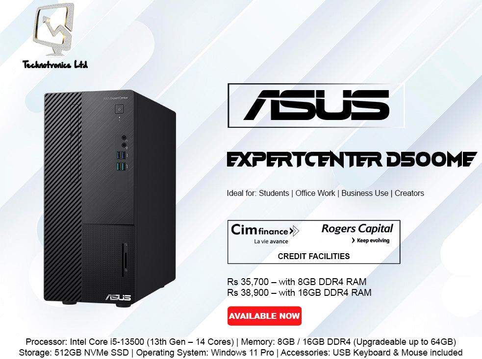 ASUS ExpertCenter D500ME | Processor: Intel Core i5-13500 | Memory: 8GB / 16GB DDR4 | Storage: 512GB NVMe SSD