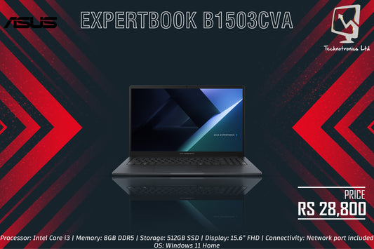 ASUS EXPERTBOOK B1503CVA | Processor: Intel Core i3 | Memory: 8GB DDR5 | Storage: 512GB SSD