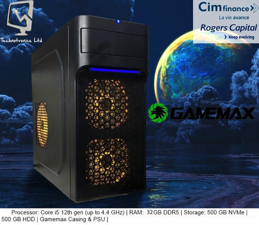 New Tower - Processor: Core i5 12th gen (up to 4.4 GHz) | RAM: 32 GB DDR5 | Storage: 500 GB NVMe+500 GB HARD DISK