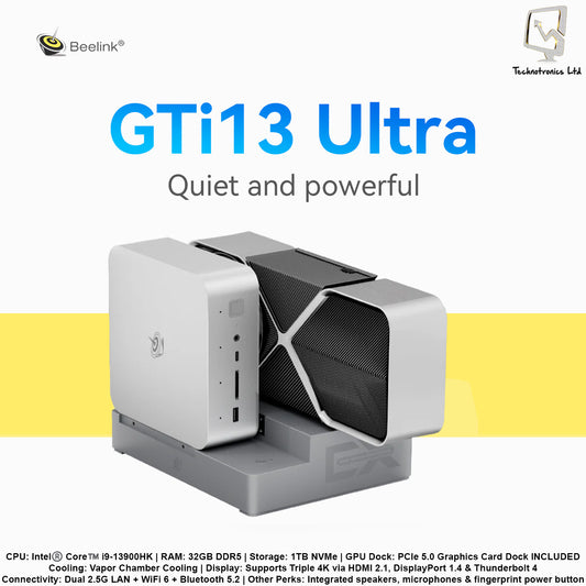 Beelink GTi13 Ultra With GPU Docking | CPU: Intel®️ Core™️ i9-13900HK | RAM: 32GB DDR5 | Storage: 1TB NVMe |