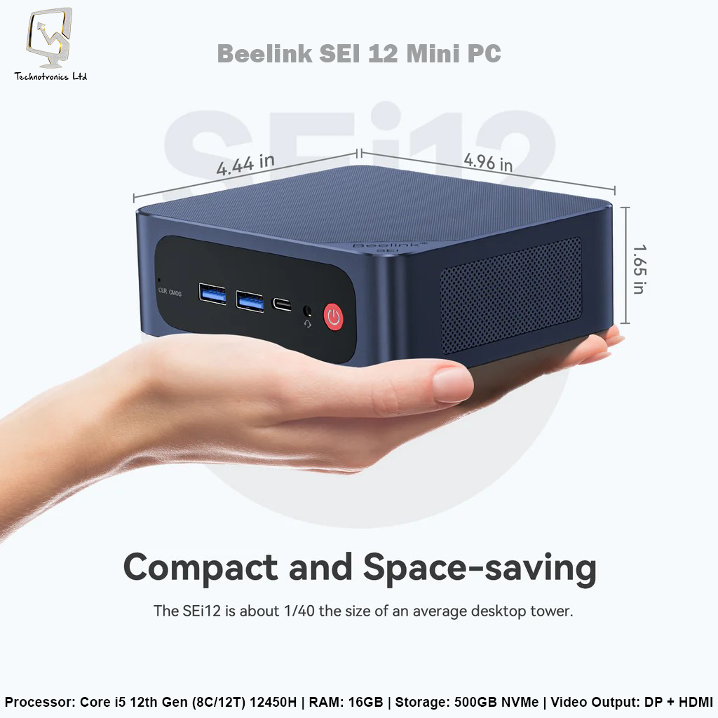 Beelink SEI 12 Mini PC | Core i5 12th Gen | RAM: 16GB | Storage: 500GB NVMe