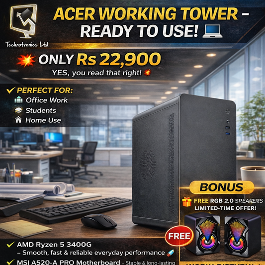 FULL ACER WORKING TOWER -Ryzen 5 3400G, 8GB RAm, 250GB Nvme