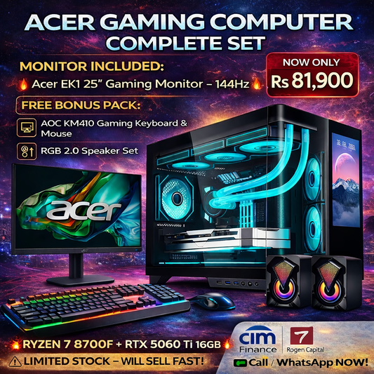 Complete Set ACER GAMING TOWER (BLACK / WHITE) + 25” 144Hz SCREEN 🔥🔥 💥 RYZEN 7 8700F + RTX 5060 Ti 16GB with Warranty