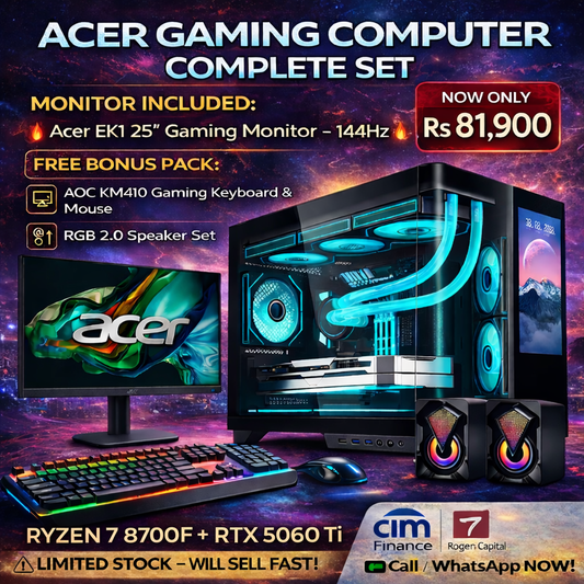 Complete Set ACER GAMING TOWER (BLACK / WHITE) + 25” 144Hz SCREEN 🔥🔥 💥 RYZEN 7 8700F + RTX 5060 Ti with Warranty