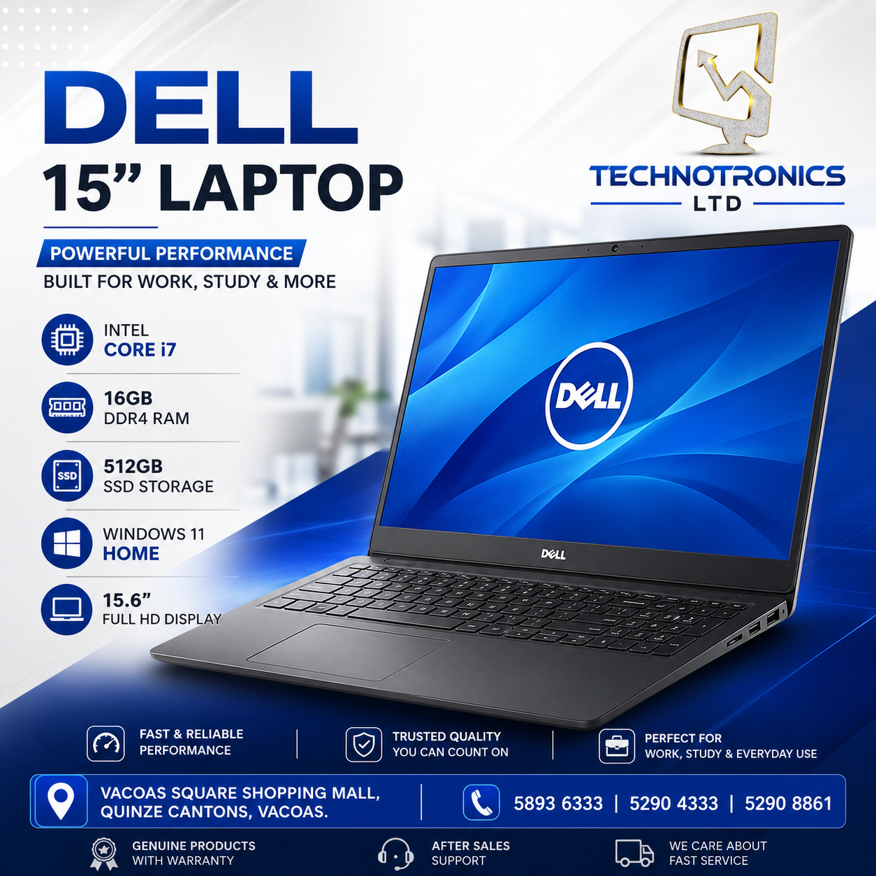 LAPTOP DELL 15 | Intel® Core™ i7 | 16GB DDR4 RAM | 512GB SSD