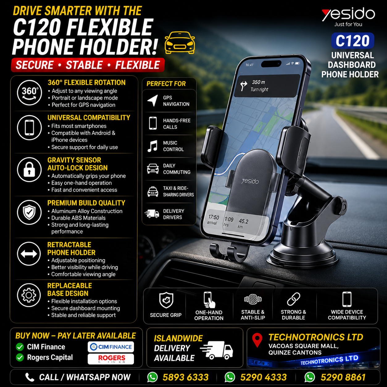 C120 Universal Dashboard Phone Holder