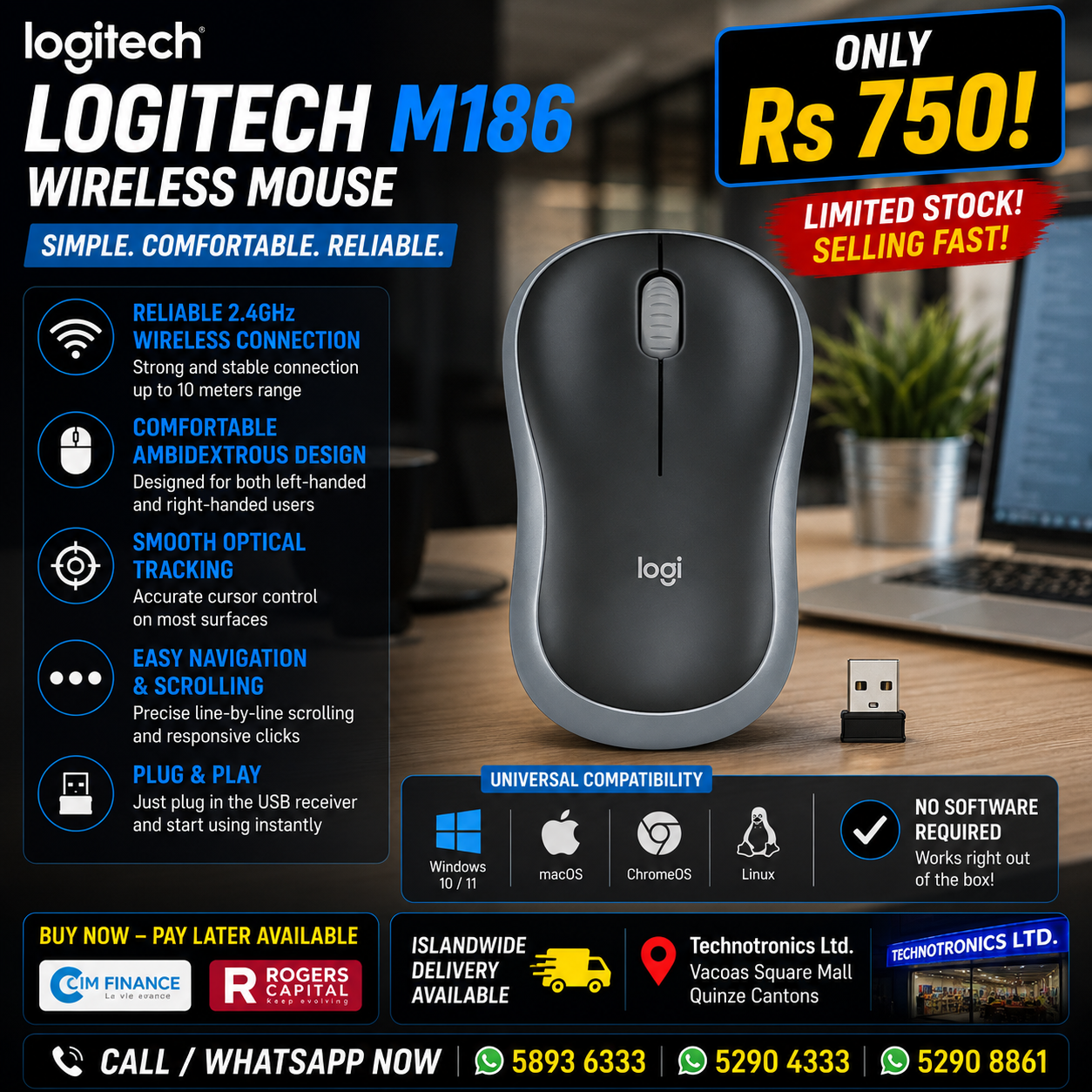 LOGITECH M186 WIRELESS MOUSE