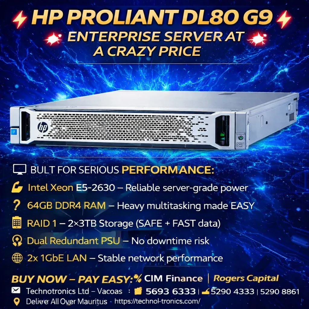 HP PROLIANT DL80 G9 Server - Intel Xeon E5-2630 -64GB RAM, 3TB STorage on  Raid 1